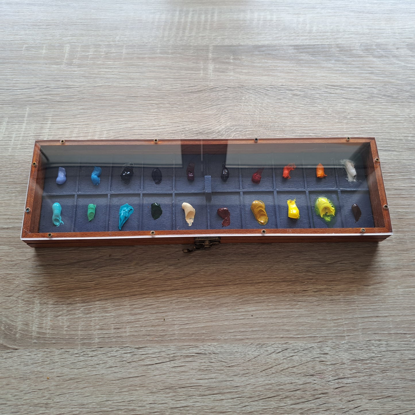 Palette case for oil paints with a transparent cover, wet palette, oil paint palette, Plein Air oil paints