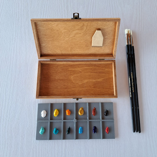Palette case for oil paints, transporter box for oil paints, Plein air oil paints keeper, palette for 12 colors