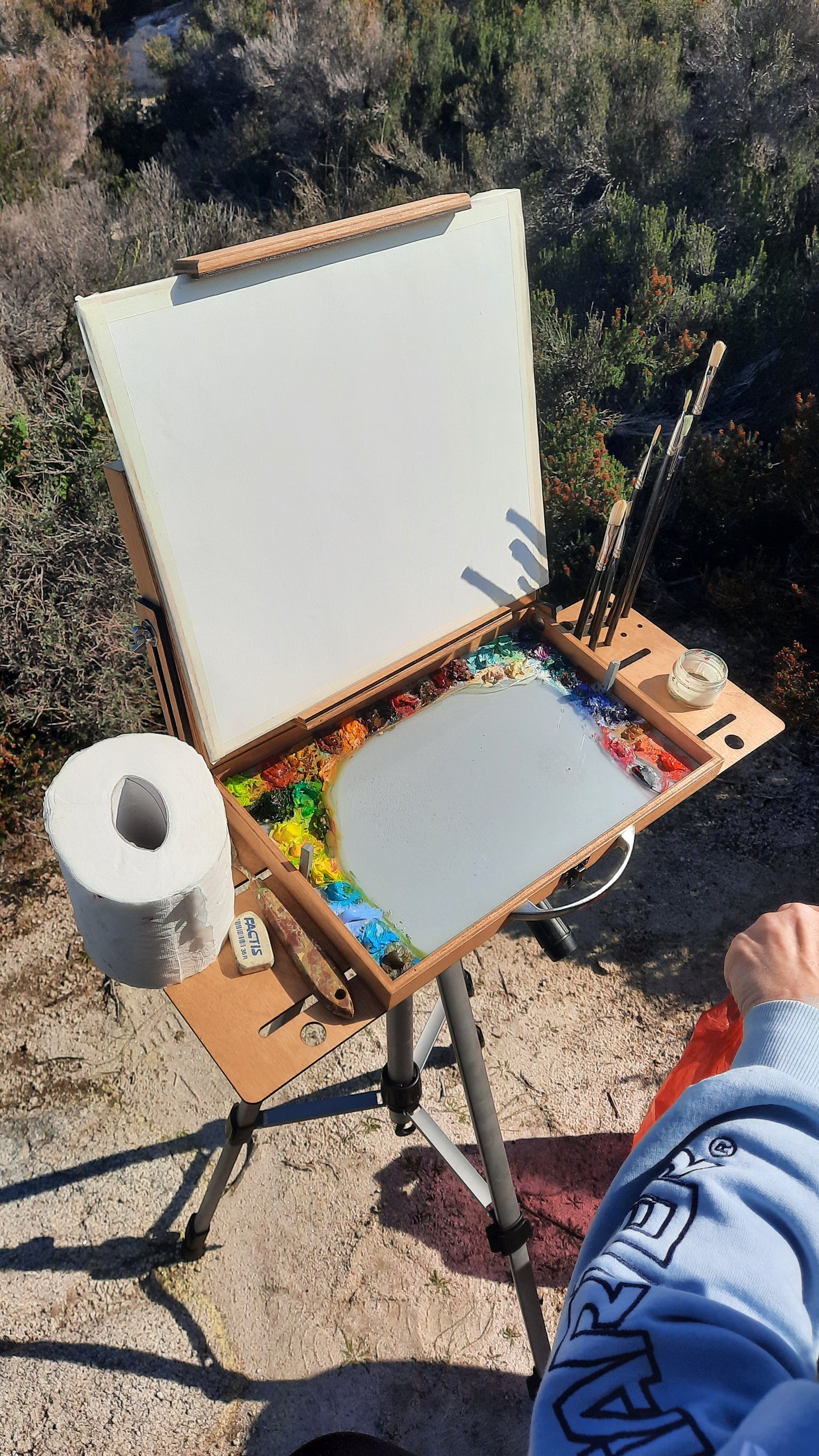 Reversible Lid Pochade Box with Removable Palette – Lightweight, Weatherproof Easel for Plein Air Painting
