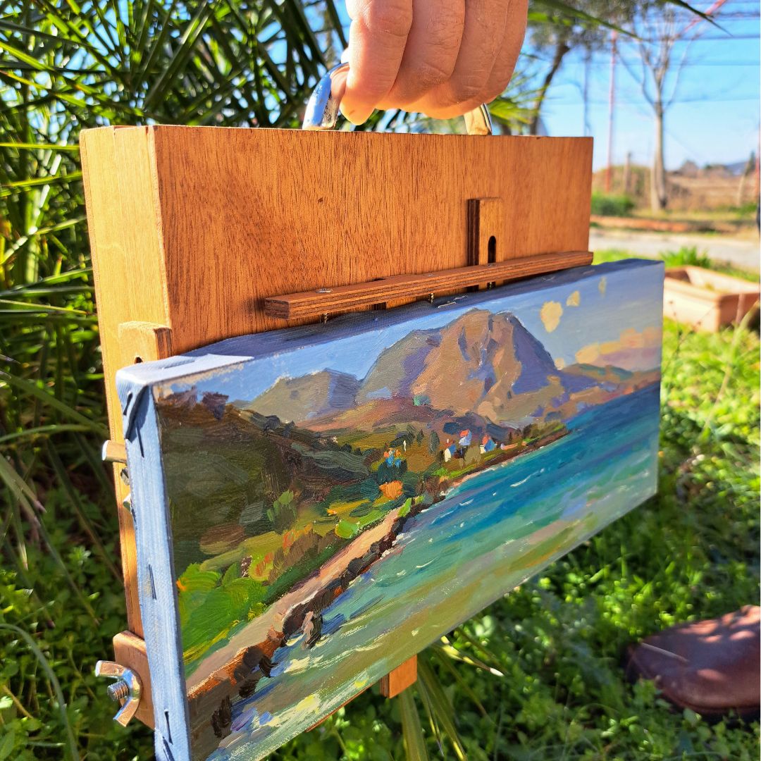 Pochade box for plein air painting, handmade lightweight outdoor & portable artist easel