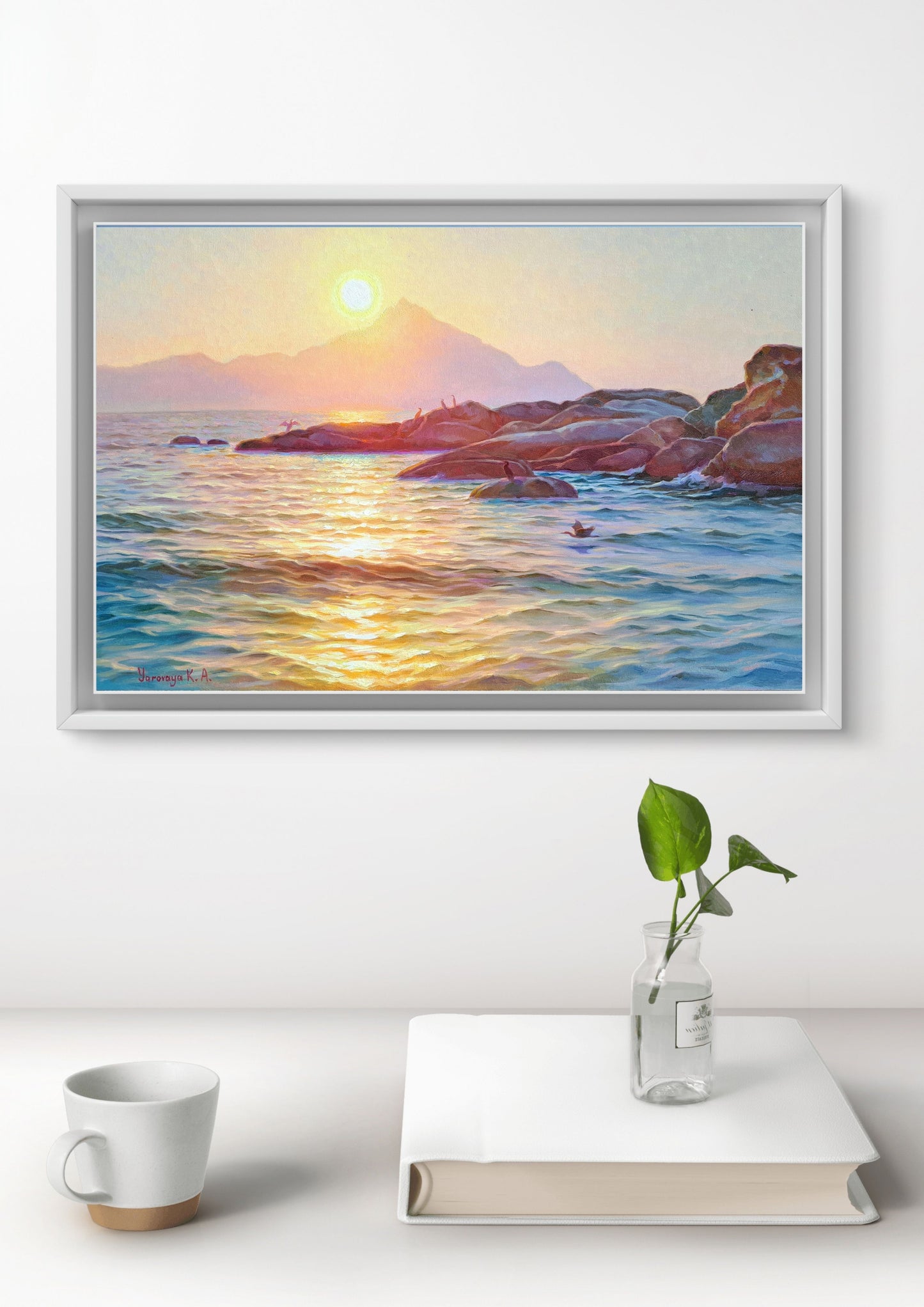 Meeting the dawn. Mount Athos. Poster