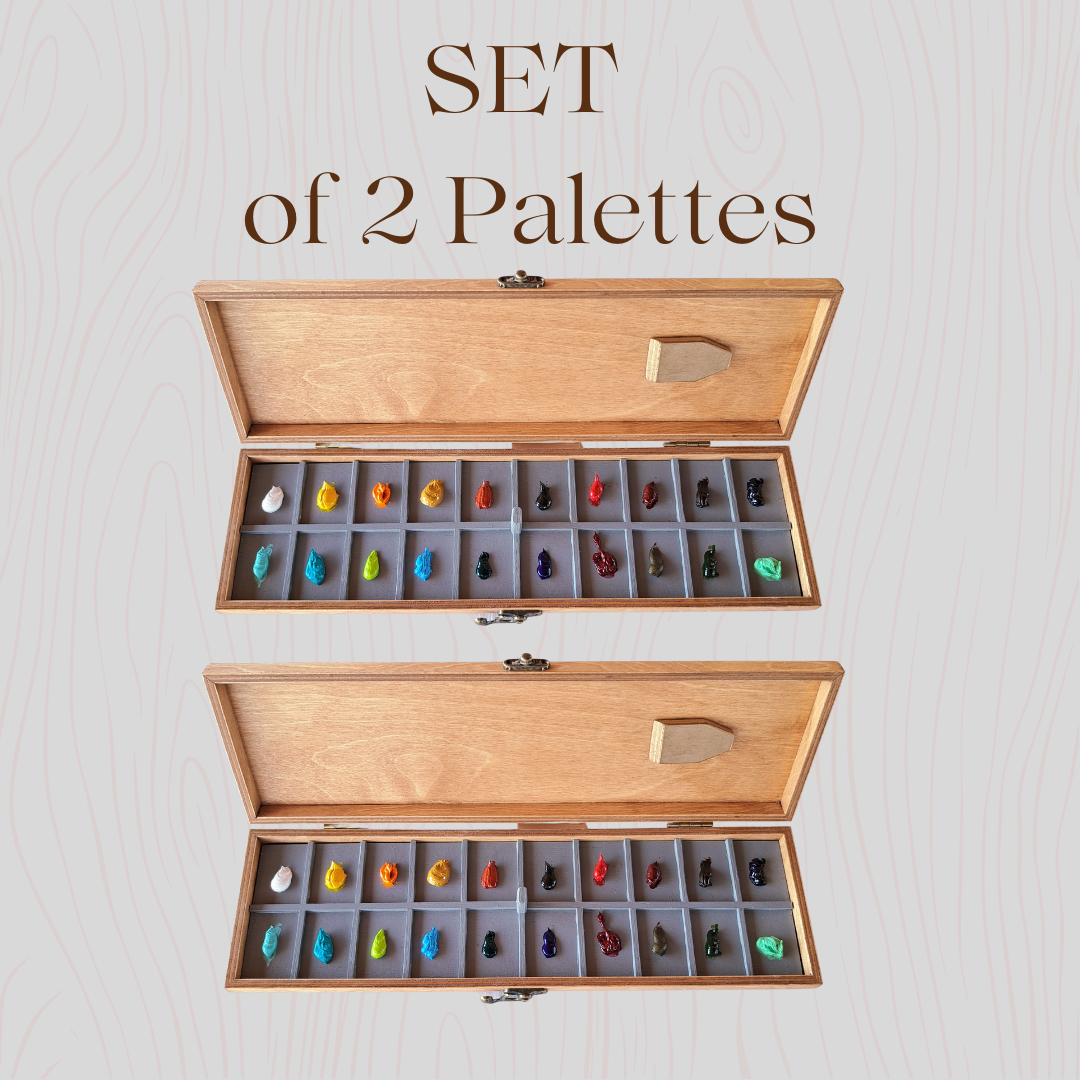 SET of 2 Sta-wet palette case for oil paints, transporter box for oil paints, Plein air oil paints keeper, palette for 20 colors