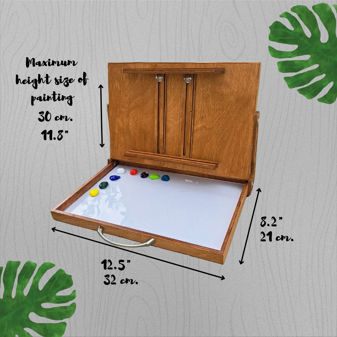 Pochade box for PLEIN AIR painting, outdoor & portable artist easel, lightweight box for oil paints, M size