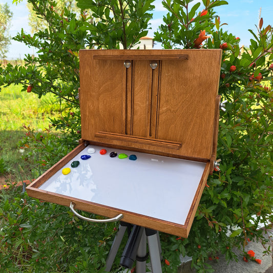 Pochade box for PLEIN AIR painting, outdoor & portable artist easel, lightweight box for oil paints, M size