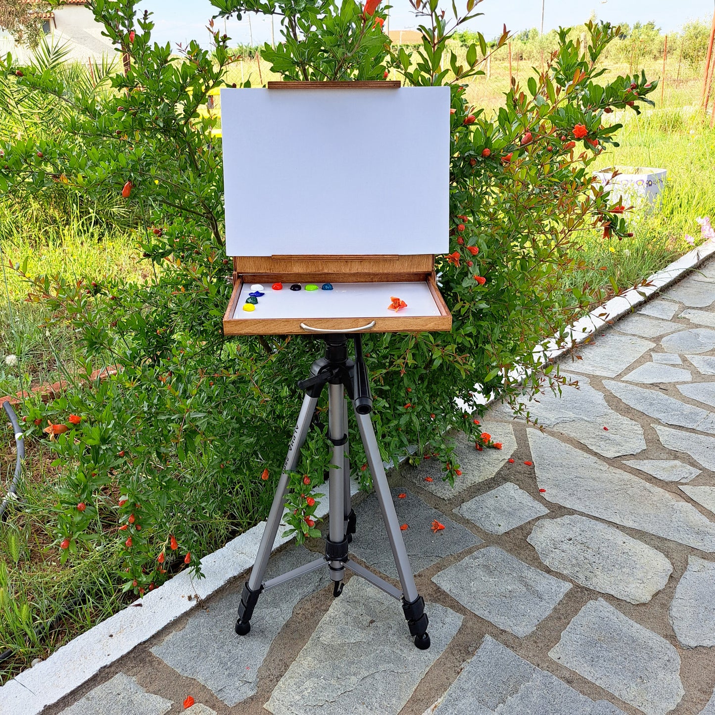 Pochade box for PLEIN AIR painting, outdoor & portable artist easel, lightweight box for oil paints, M size