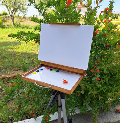 Pochade box for PLEIN AIR painting, outdoor & portable artist easel, lightweight box for oil paints, M size