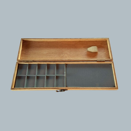 Freezable pallet case with space for mixing paints, 2 in 1 wood case for oil paints, Plein Air Travel Palette