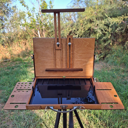 Reversible Lid Pochade Box with Removable Palette – Lightweight, Weatherproof Easel for Plein Air Painting with black palette