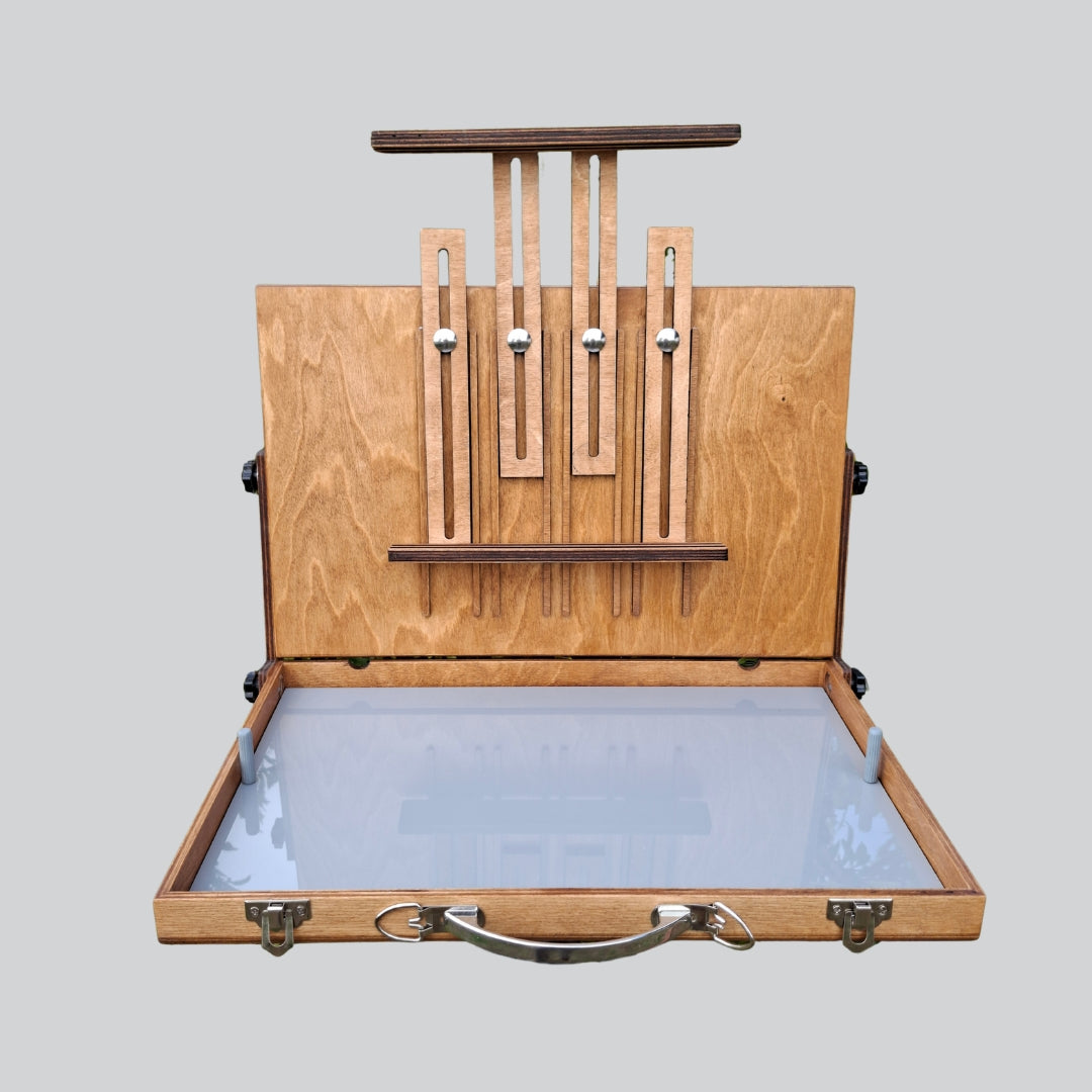 L-Size Pochade Box – Lightweight Plein Air Painting Easel with Grey Mixing Palette