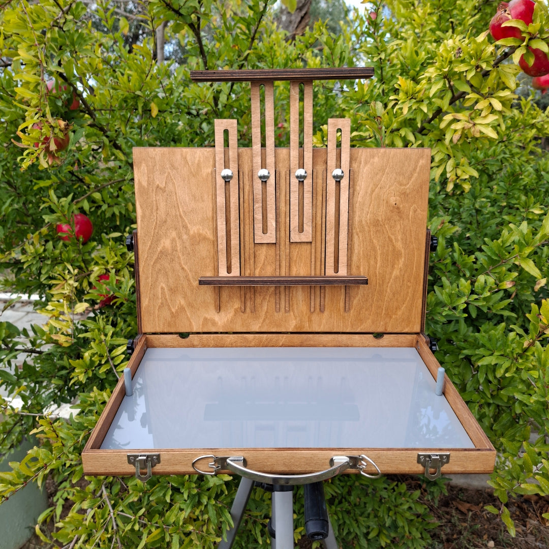 L-Size Pochade Box – Lightweight Plein Air Painting Easel with Grey Mixing Palette