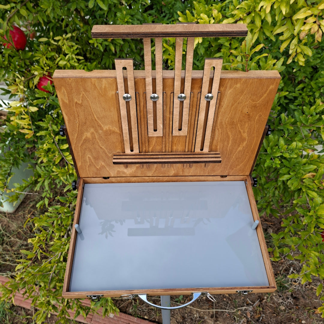 L-Size Pochade Box – Lightweight Plein Air Painting Easel with Grey Mixing Palette