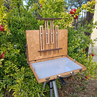 L-Size Pochade Box – Lightweight Plein Air Painting Easel with Grey Mixing Palette