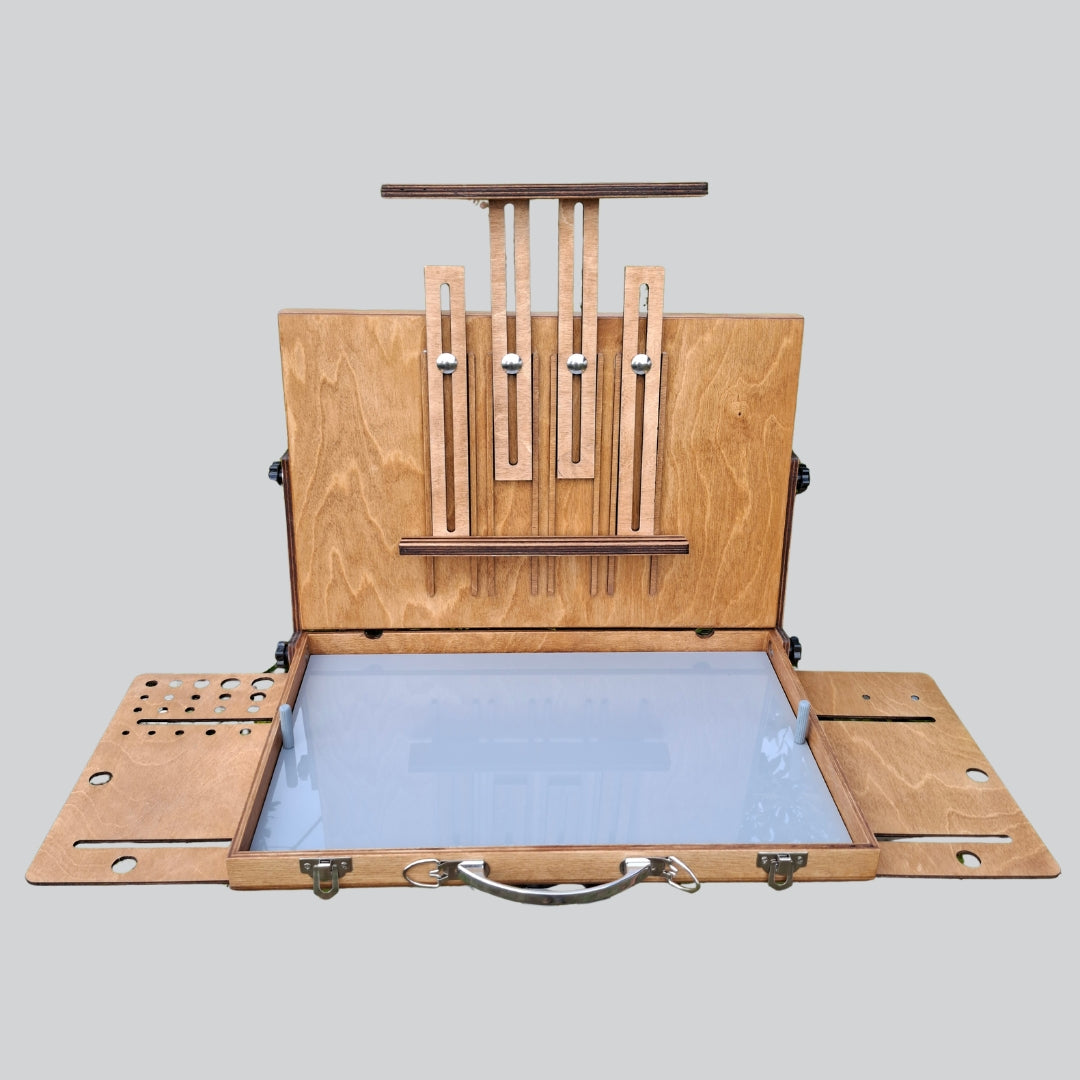 L-Size Pochade Box with Magnetic Side Wings  – Lightweight Plein Air Painting Easel with Grey Mixing Palette