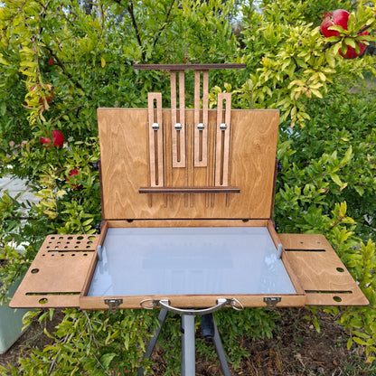 L-Size Pochade Box with Magnetic Side Wings  – Lightweight Plein Air Painting Easel with Grey Mixing Palette