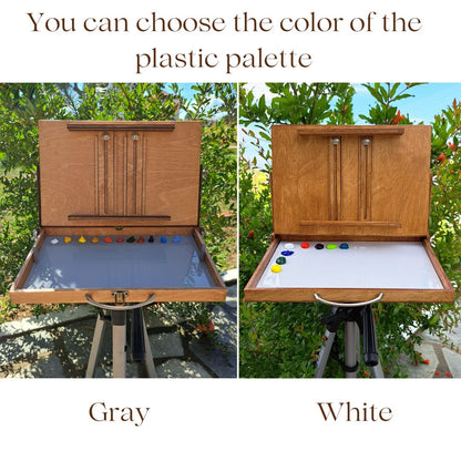 Pochade box for PLEIN AIR painting, outdoor & portable artist easel, lightweight box for oil paints, M size with wings