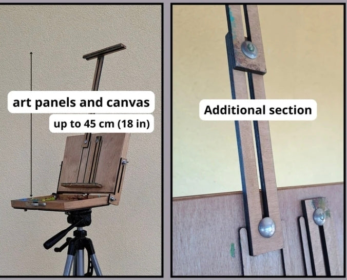 Pochade box for PLEIN AIR painting, outdoor & portable artist easel, lightweight box for oil paints, M size grey Palette