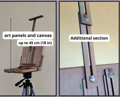 Pochade box for PLEIN AIR painting, outdoor & portable artist easel, lightweight box for oil paints, M size grey Palette